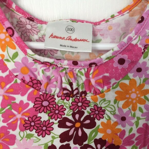 Hanna Andersson Size 100 4T Tank Top Pink Orange Green Floral - Picture 3 of 7